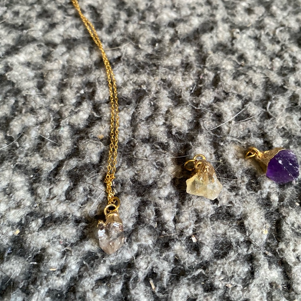 Gold and Purple Crystal Pendant Necklace